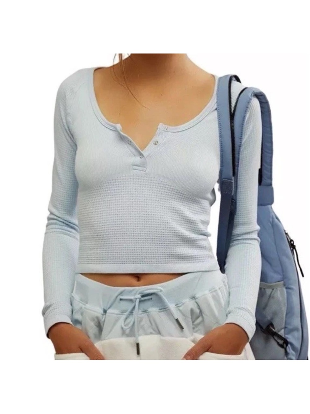FP MOVEMENT FREE PEOPLE WOMENS BAIL OUT LONG SLEEVE SHIRT ARTIC SNOW
